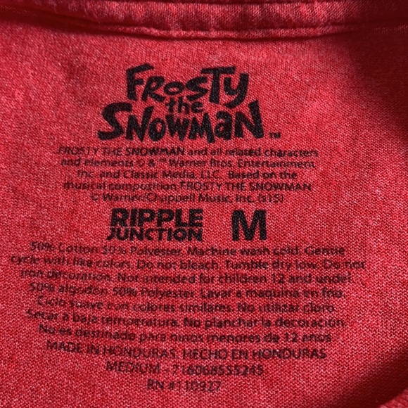 Frosty the Snowman M Red T-shirt Medium EUC Unisex - Picture 4 of 8